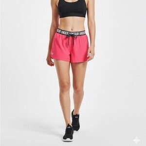 Under Armour Pink & Black Athletic Shorts Midrise